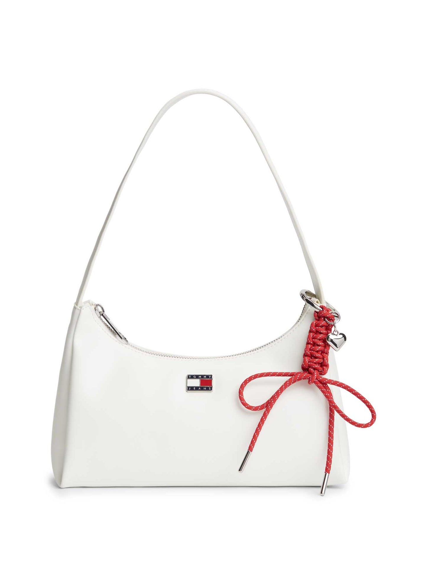 Borsa mezza luna bianca Tommy Jeans con charm da donna