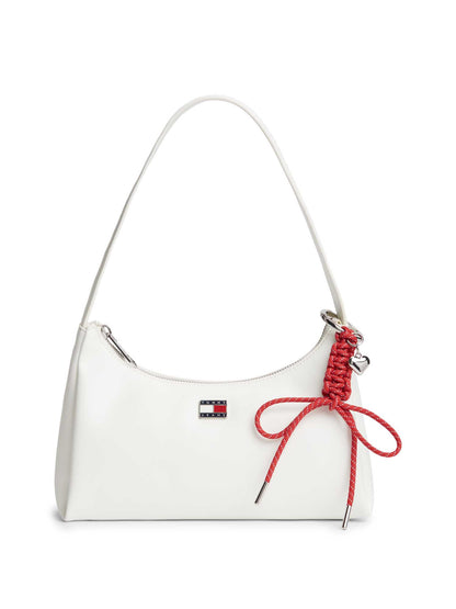 Borsa mezza luna bianca Tommy Jeans con charm da donna