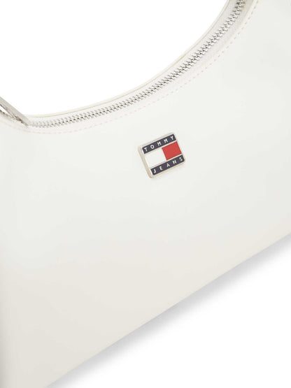 Borsa mezza luna bianca Tommy Jeans con charm da donna