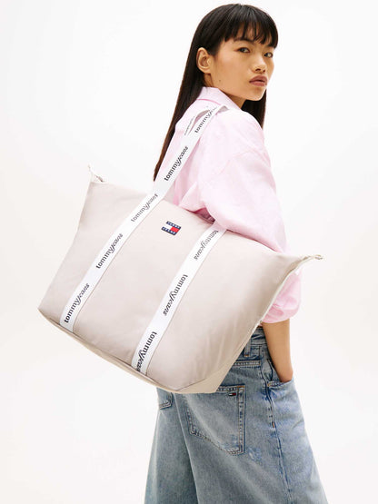 Borsa tote beige Tommy Jeans Essential da donna casual