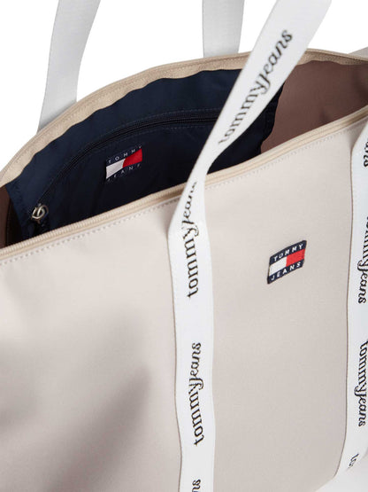 Borsa tote beige Tommy Jeans Essential da donna casual