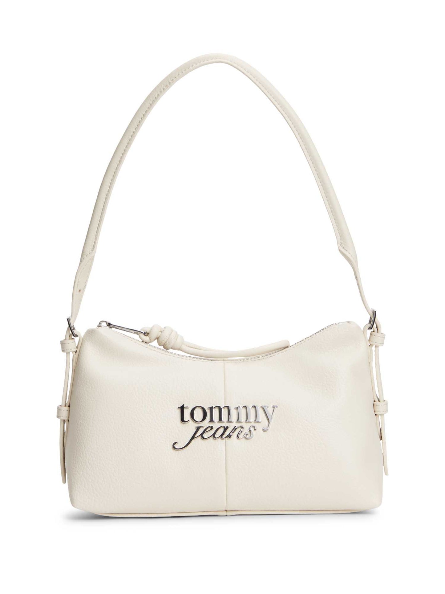 Borsa a spalla bianca Tommy Jeans con logo metallizzato da donna