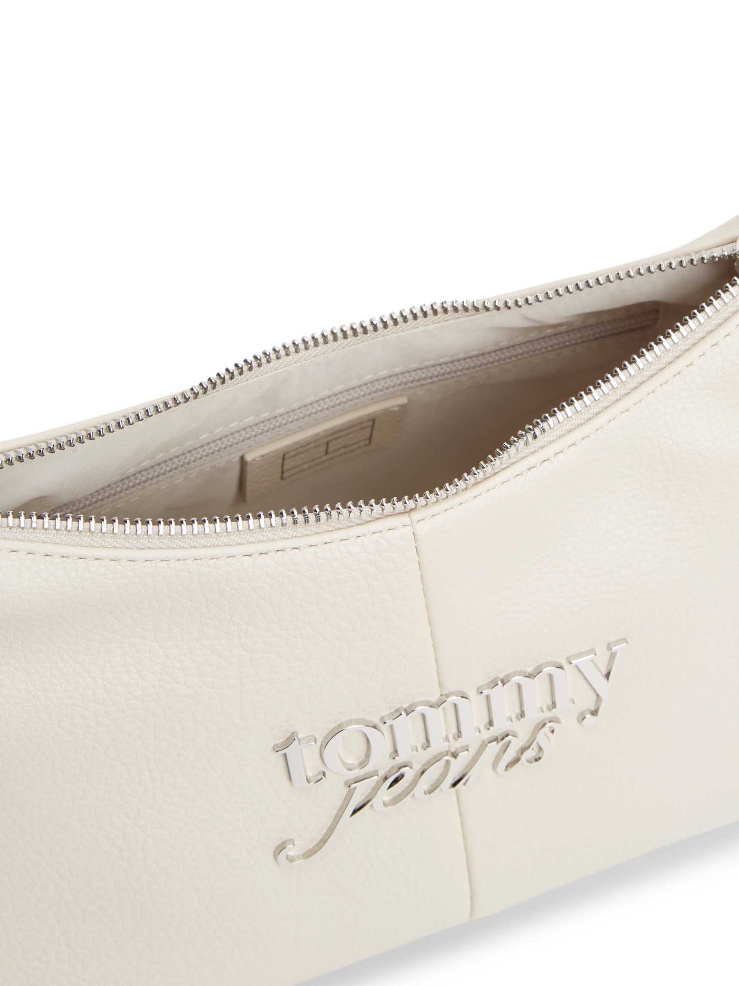 Borsa a spalla bianca Tommy Jeans con logo metallizzato da donna
