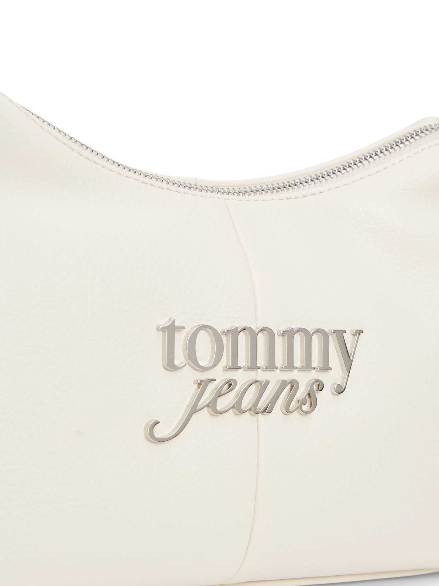 Borsa a spalla bianca Tommy Jeans con logo metallizzato da donna