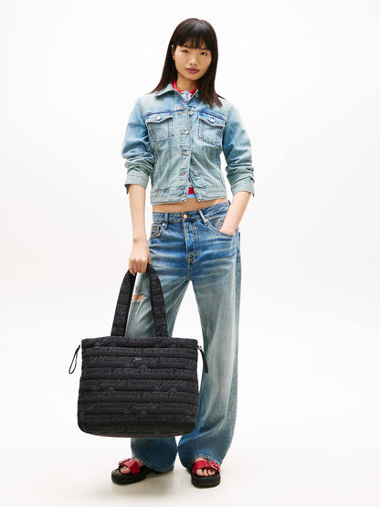Borsa tote nera in nylon Tommy Jeans da donna