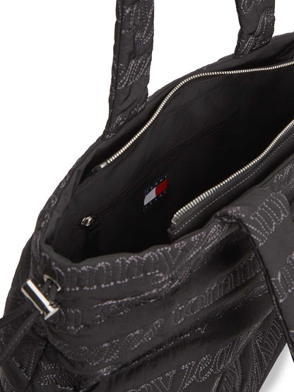 Borsa tote nera in nylon Tommy Jeans da donna