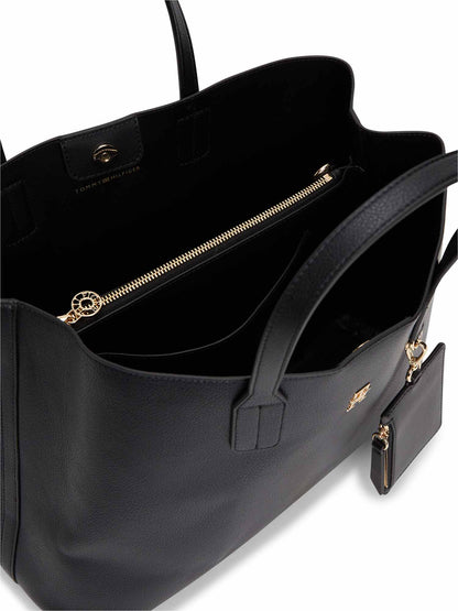 Tommy Hilfiger Icon Satchel, borsa unisex adulto nera