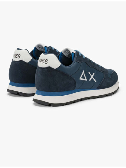 Sun68 Tom Solid, sneakers casual da uomo in blu con suede e tessuto