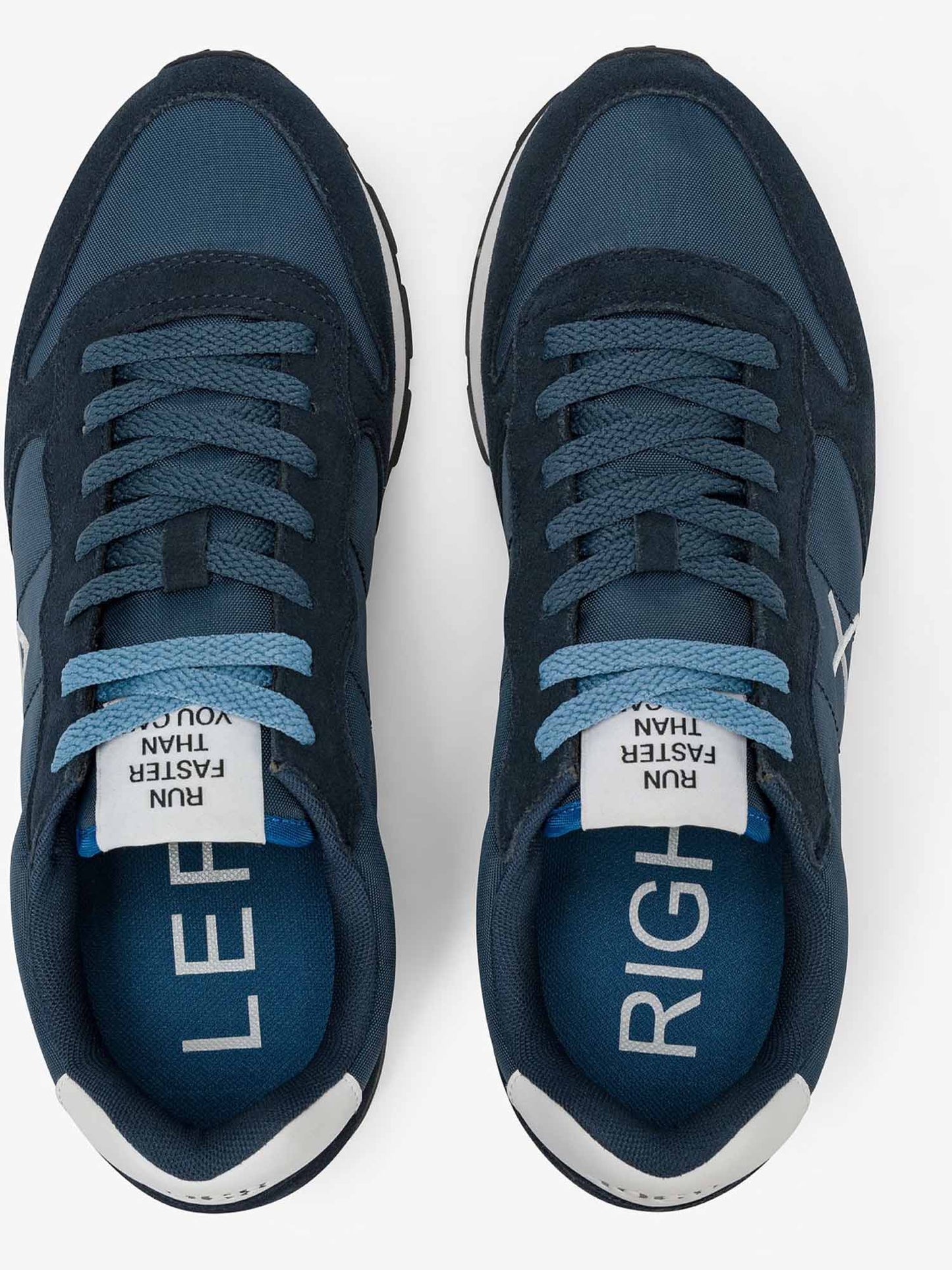 Sun68 Tom Solid, sneakers casual da uomo in blu con suede e tessuto