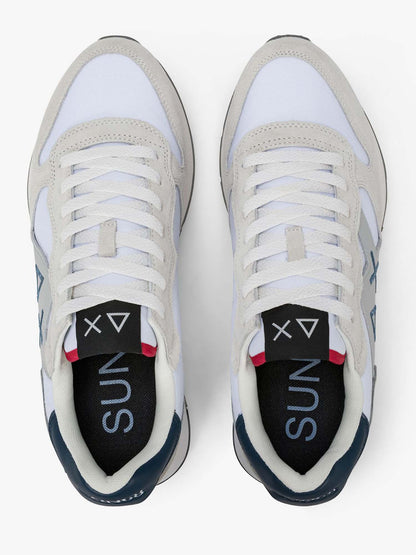 Sun68 Jaki 2.0 Solid, sneakers da uomo bianche in tessuto e scamosciato