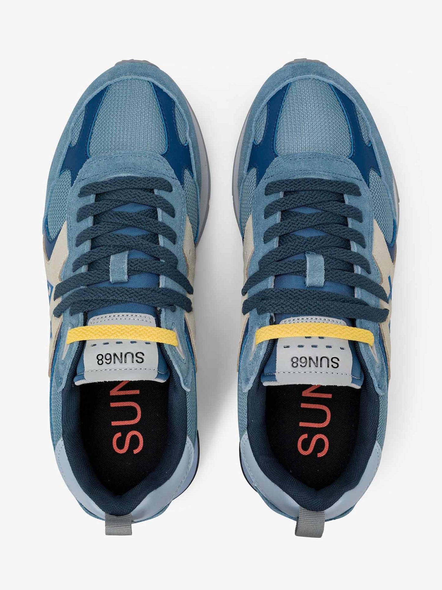 Sun68 Jaki Outdoor, sneakers casual da uomo blu in nylon e suede