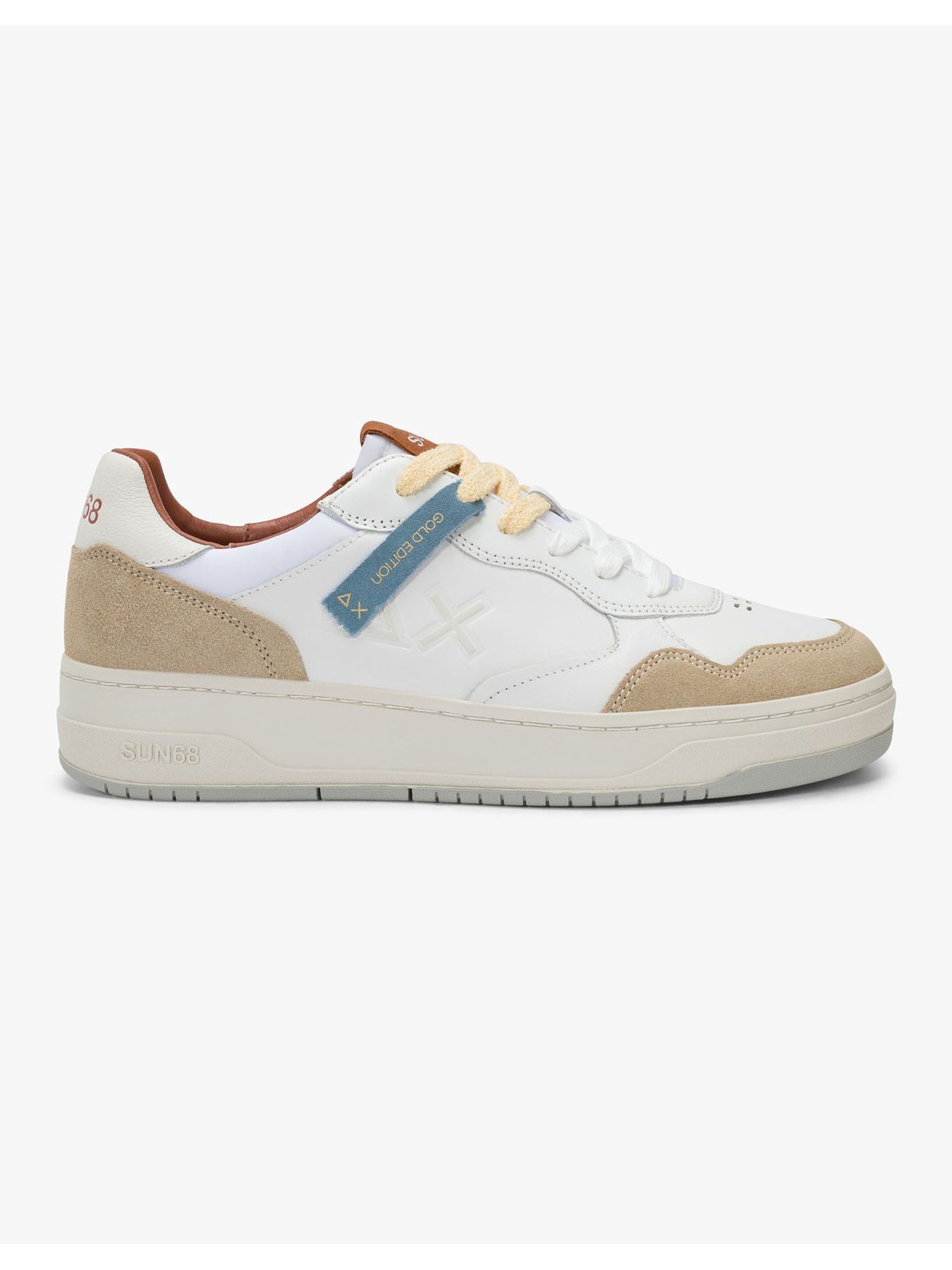 Sun68 Big Basket Evo, sneakers da uomo multicolore in pelle e camoscio