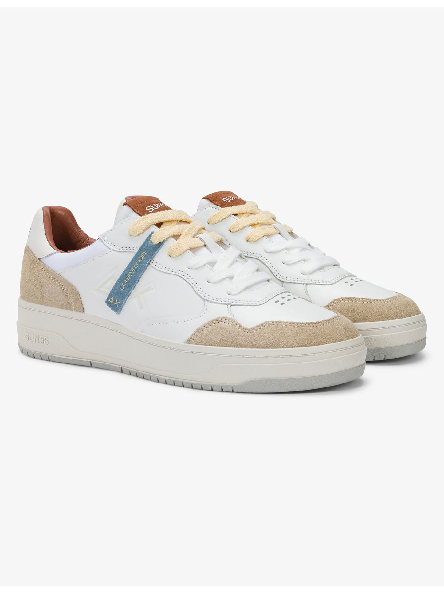 Sun68 Big Basket Evo, sneakers da uomo multicolore in pelle e camoscio