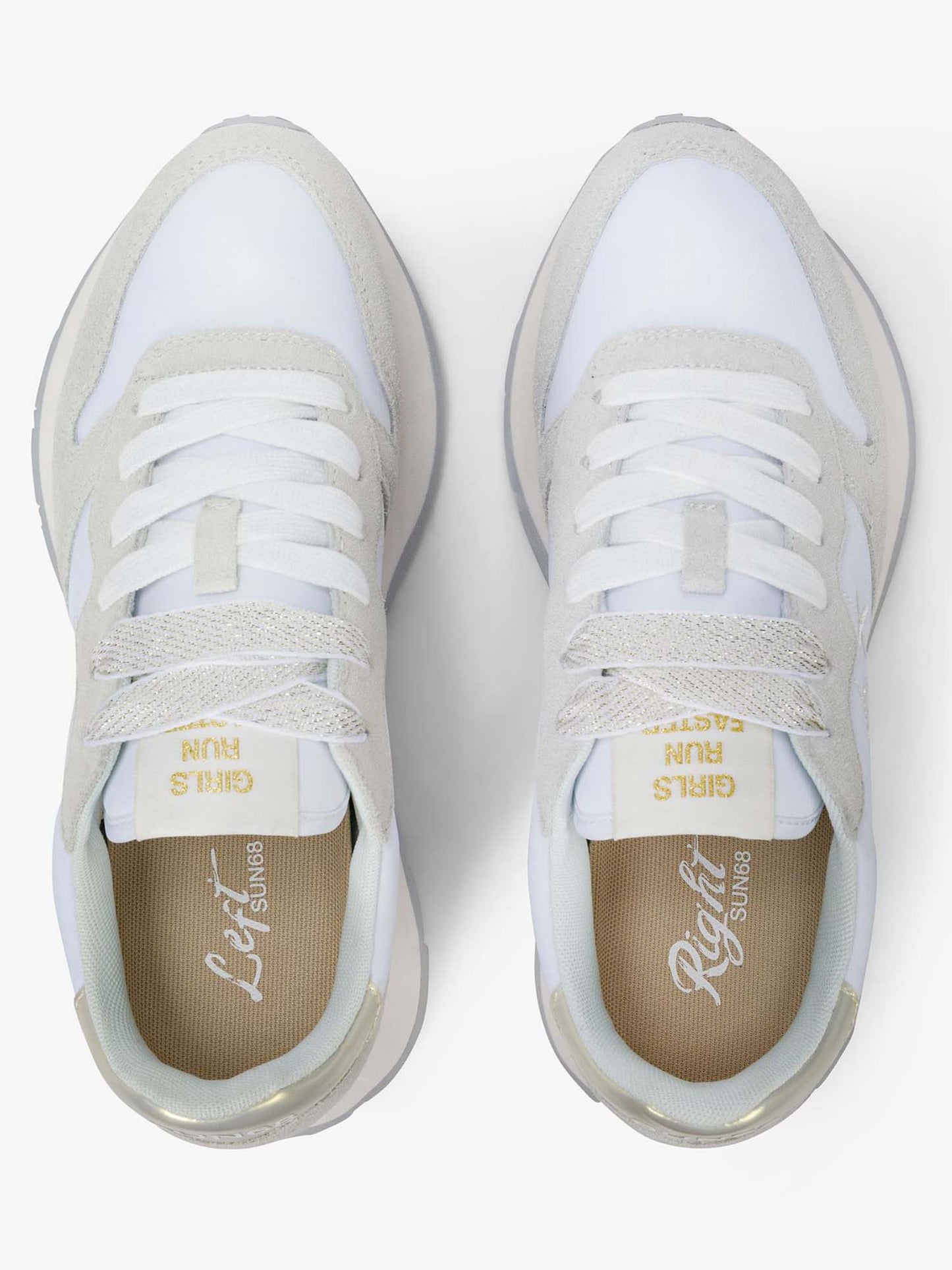 Sun68 Ally Gold Silver, sneakers donna bianche moderne e raffinate