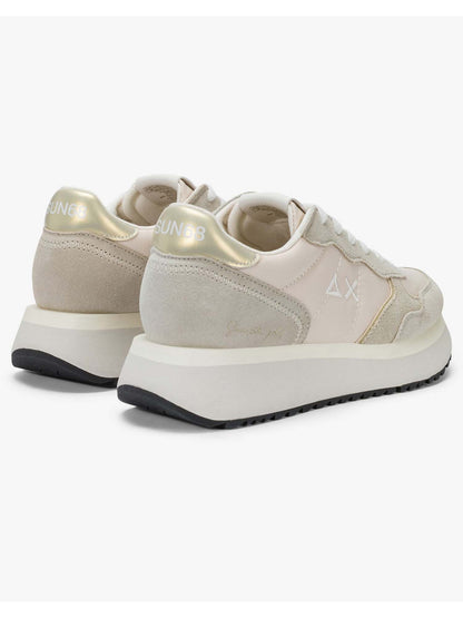 SUN68 big ally gold sneakers da donna panna