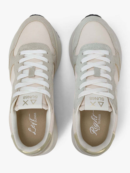 SUN68 big ally gold sneakers da donna panna