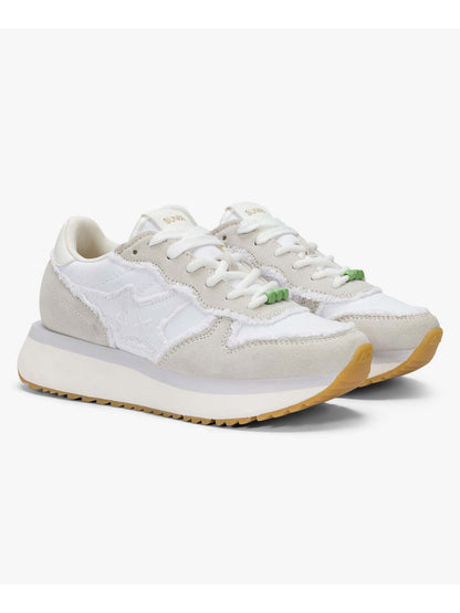 Sun68 Big Stargirl, sneakers donna bianche con zeppa interna