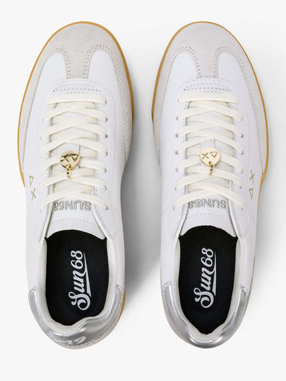Sun68 California Lth, sneakers da donna in pelle bianca