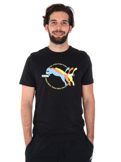T-SHIRT MULTIPLE LOGO PUMA UOMO NERO