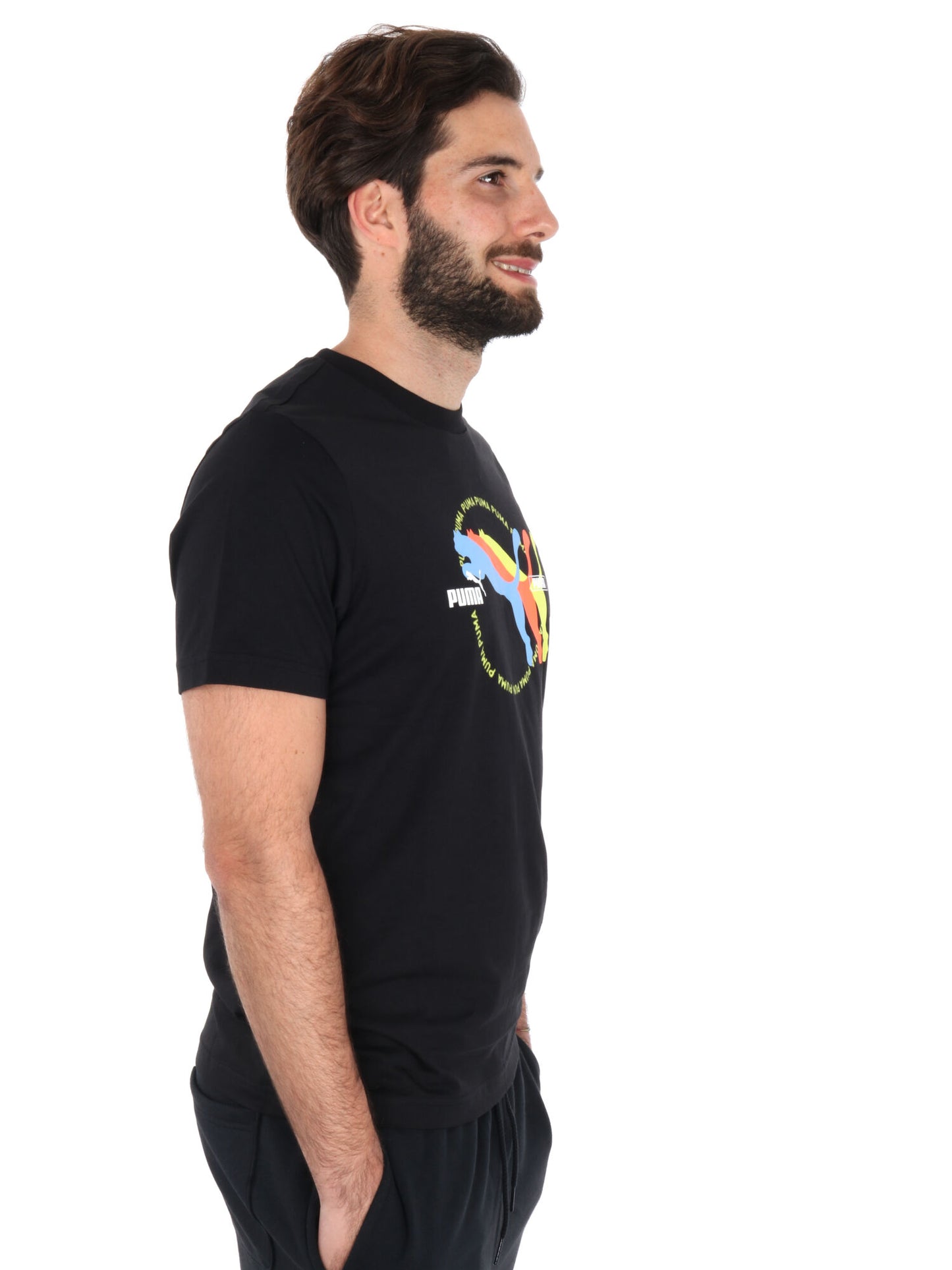 T-SHIRT MULTIPLE LOGO PUMA UOMO NERO