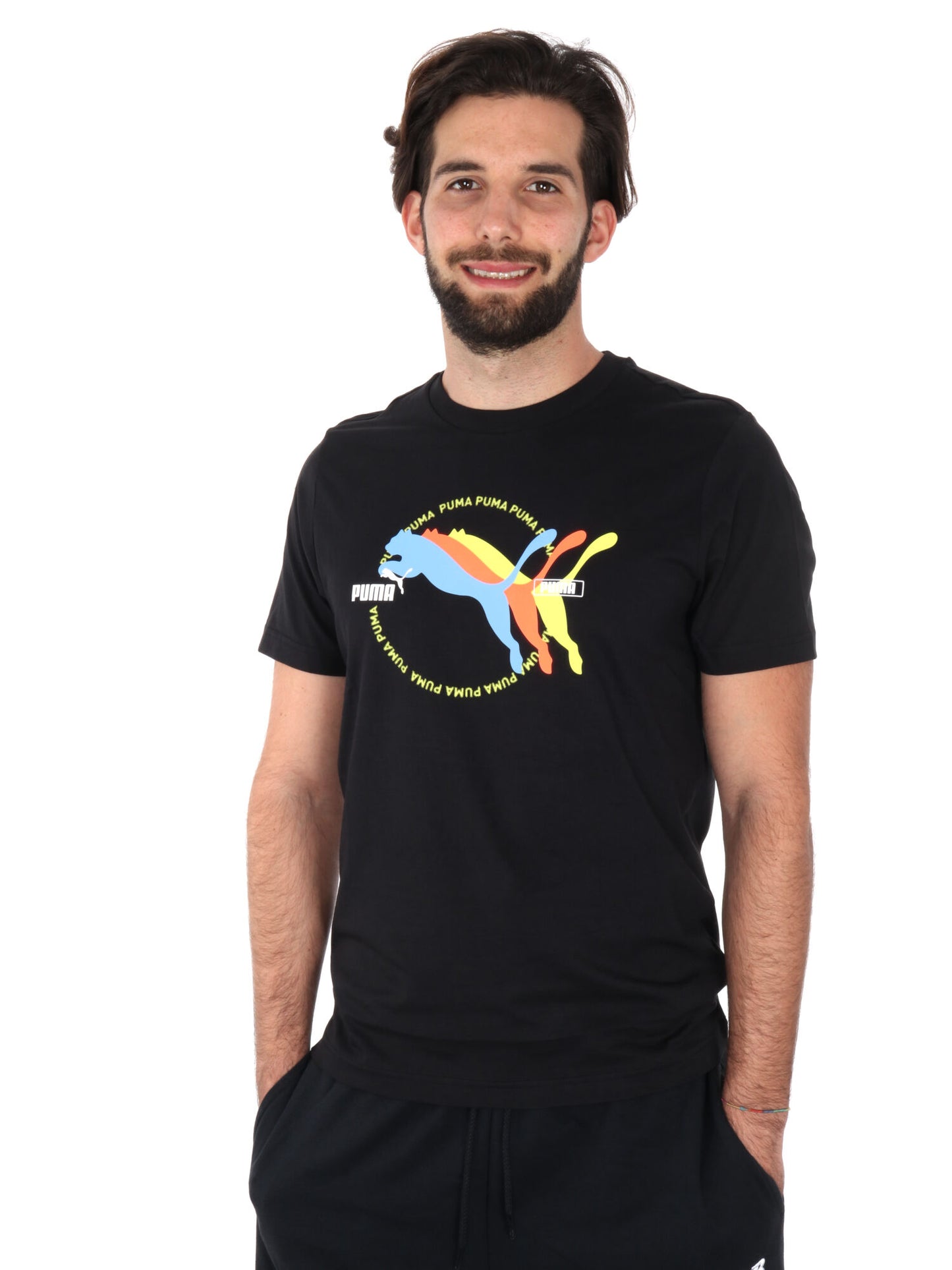 T-SHIRT MULTIPLE LOGO PUMA UOMO NERO
