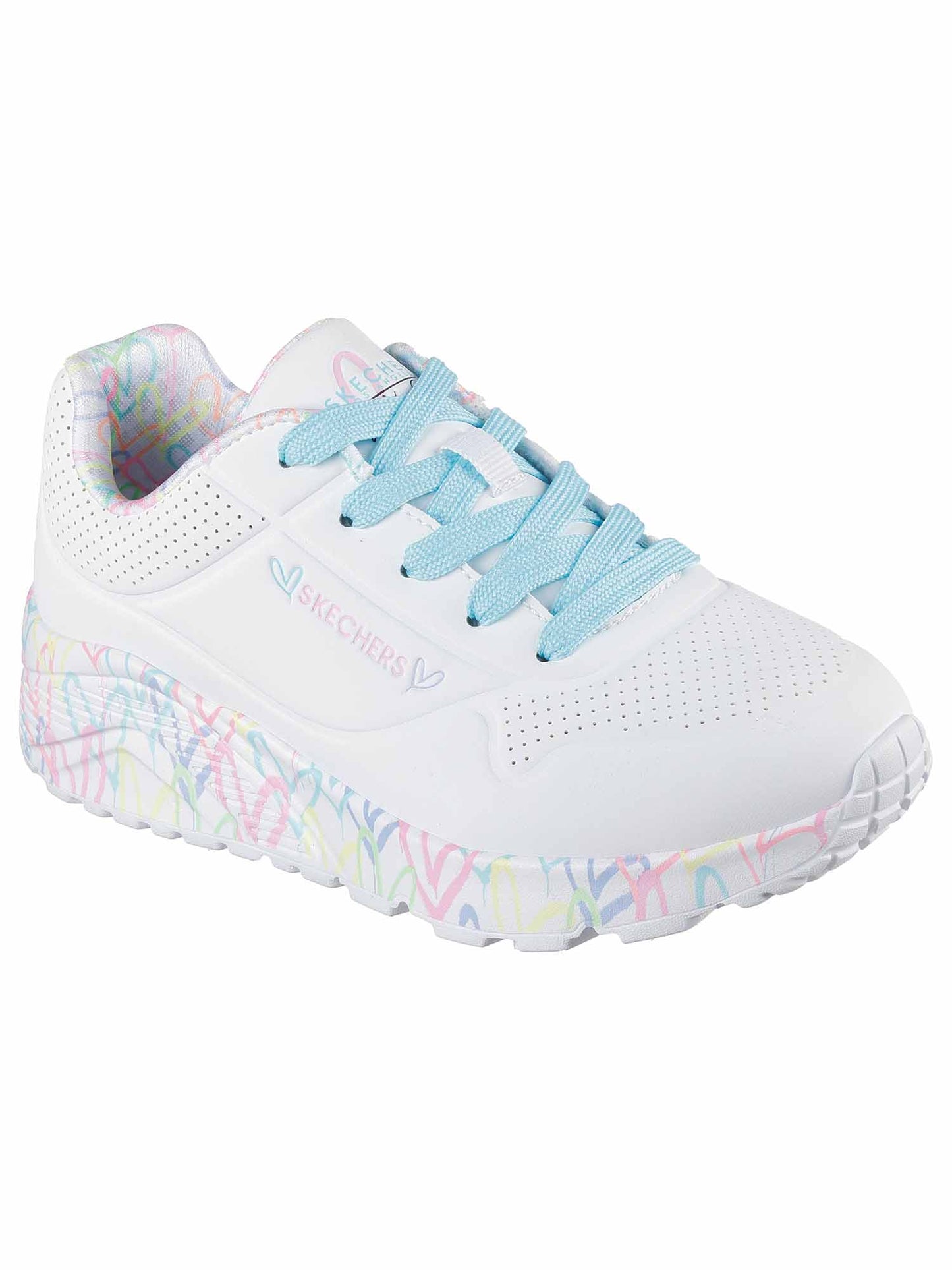 SNEAKERS UNO LITE SKECHERS RAGAZZA BIANCO CELESTE