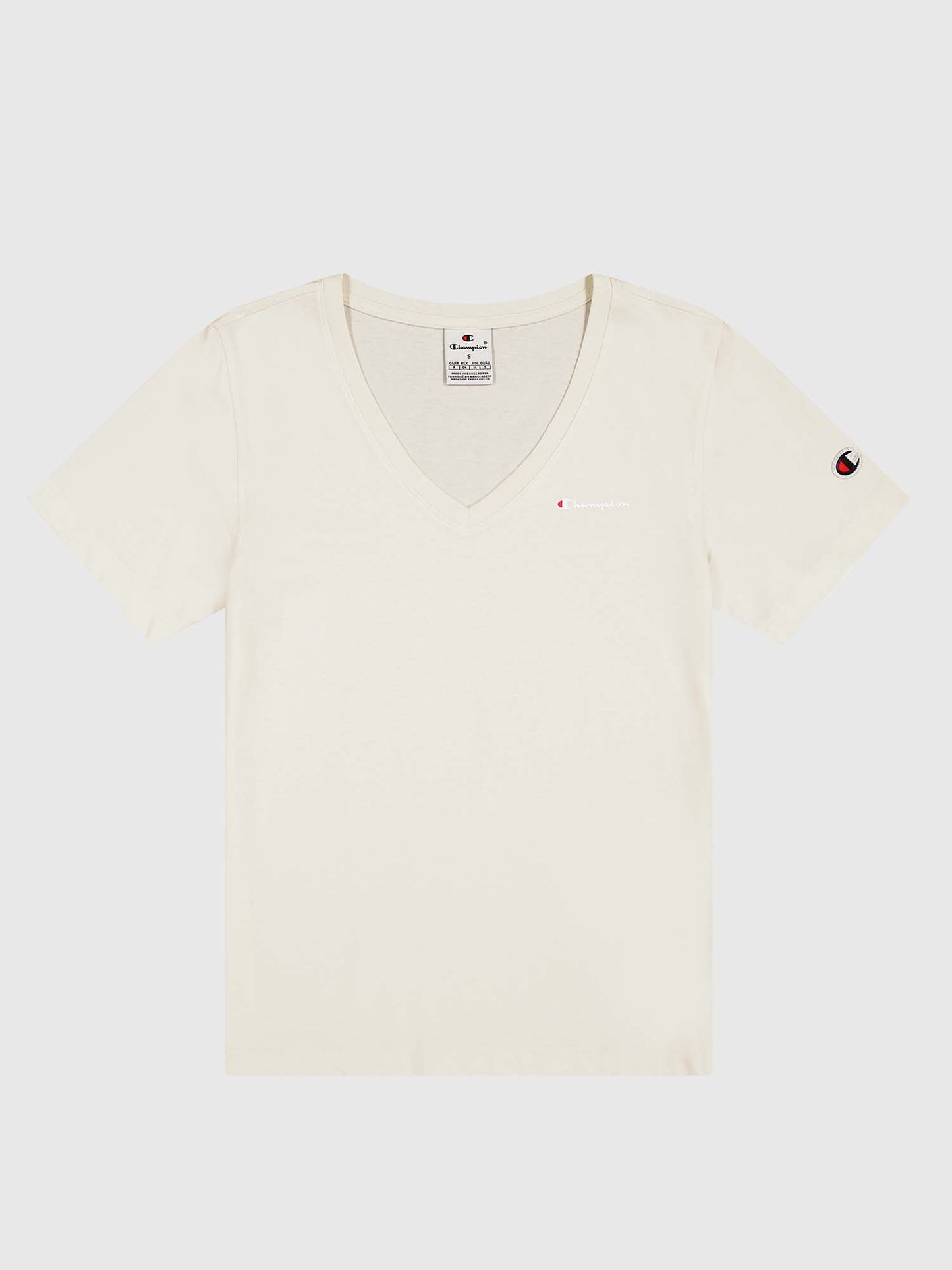 T-SHIRT SCOLLO A V CHAMPION DONNA PANNA