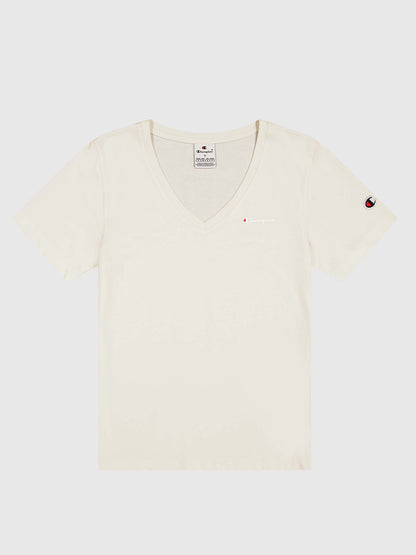T-SHIRT SCOLLO A V CHAMPION DONNA PANNA