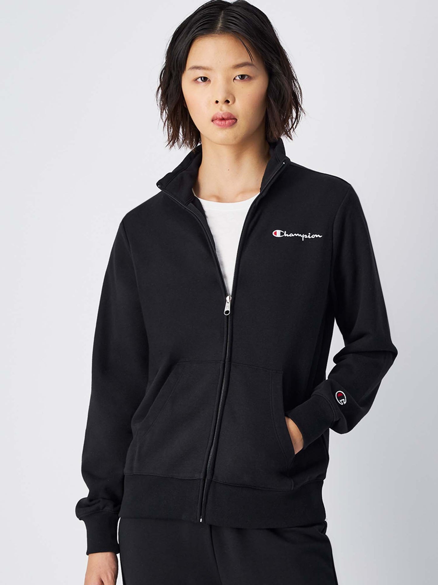 FELPA CON ZIP CHAMPION DONNA NERO