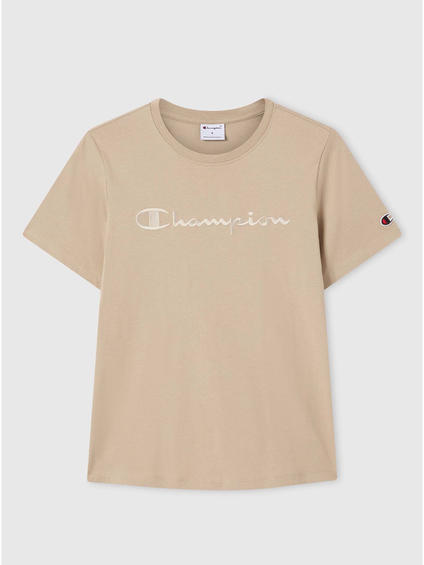 T-shirt basic Champion a maniche corte beige da donna