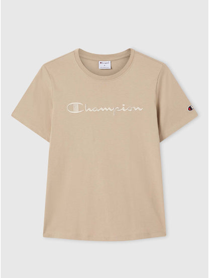 T-shirt basic Champion a maniche corte beige da donna
