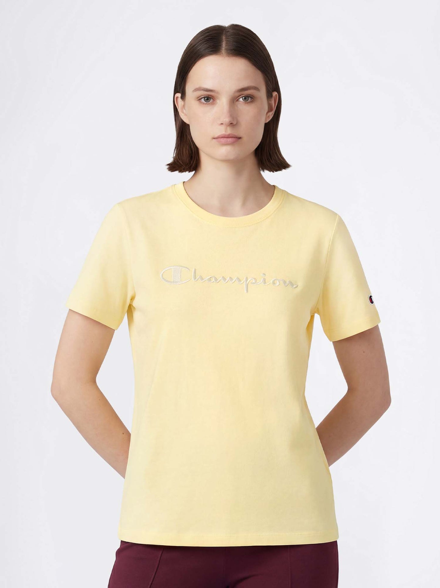 T-shirt da donna Champion Script logo in giallo