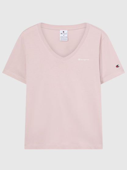 T-SHIRT COLLO A V CHAMPION DA DONNA ROSA