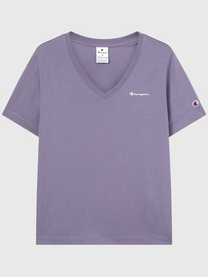 T-SHIRT COLLO A V CHAMPION DA DONNA LILLA