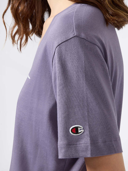 T-SHIRT COLLO A V CHAMPION DA DONNA LILLA