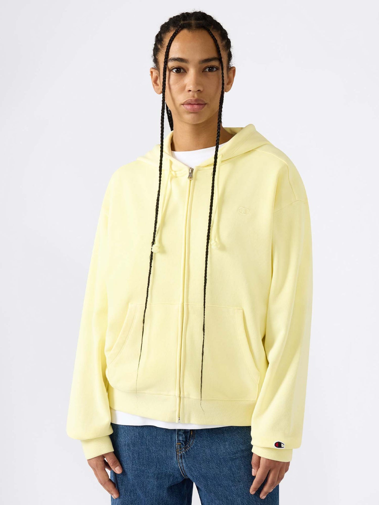 Felpa con cappuccio Champion full zip donna gialla