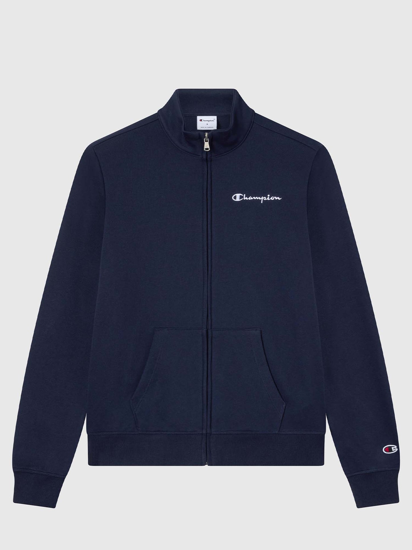 Felpa donna Champion blu con zip e logo ricamato