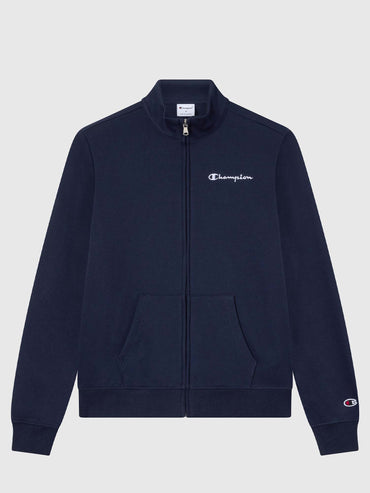 Felpa donna Champion blu con zip e logo ricamato
