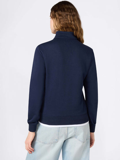 Felpa donna Champion blu con zip e logo ricamato