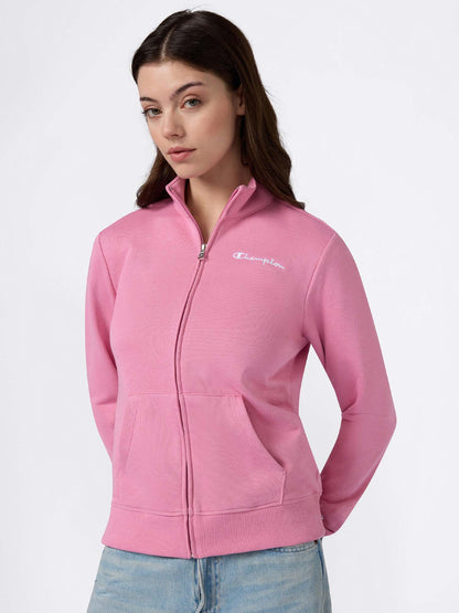 Felpa aperta Champion da donna rosa con zip e logo