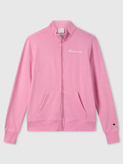 Felpa aperta Champion da donna rosa con zip e logo