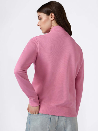 Felpa aperta Champion da donna rosa con zip e logo