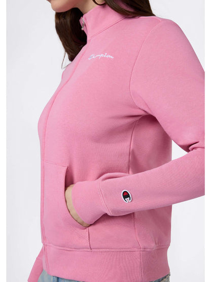 Felpa aperta Champion da donna rosa con zip e logo