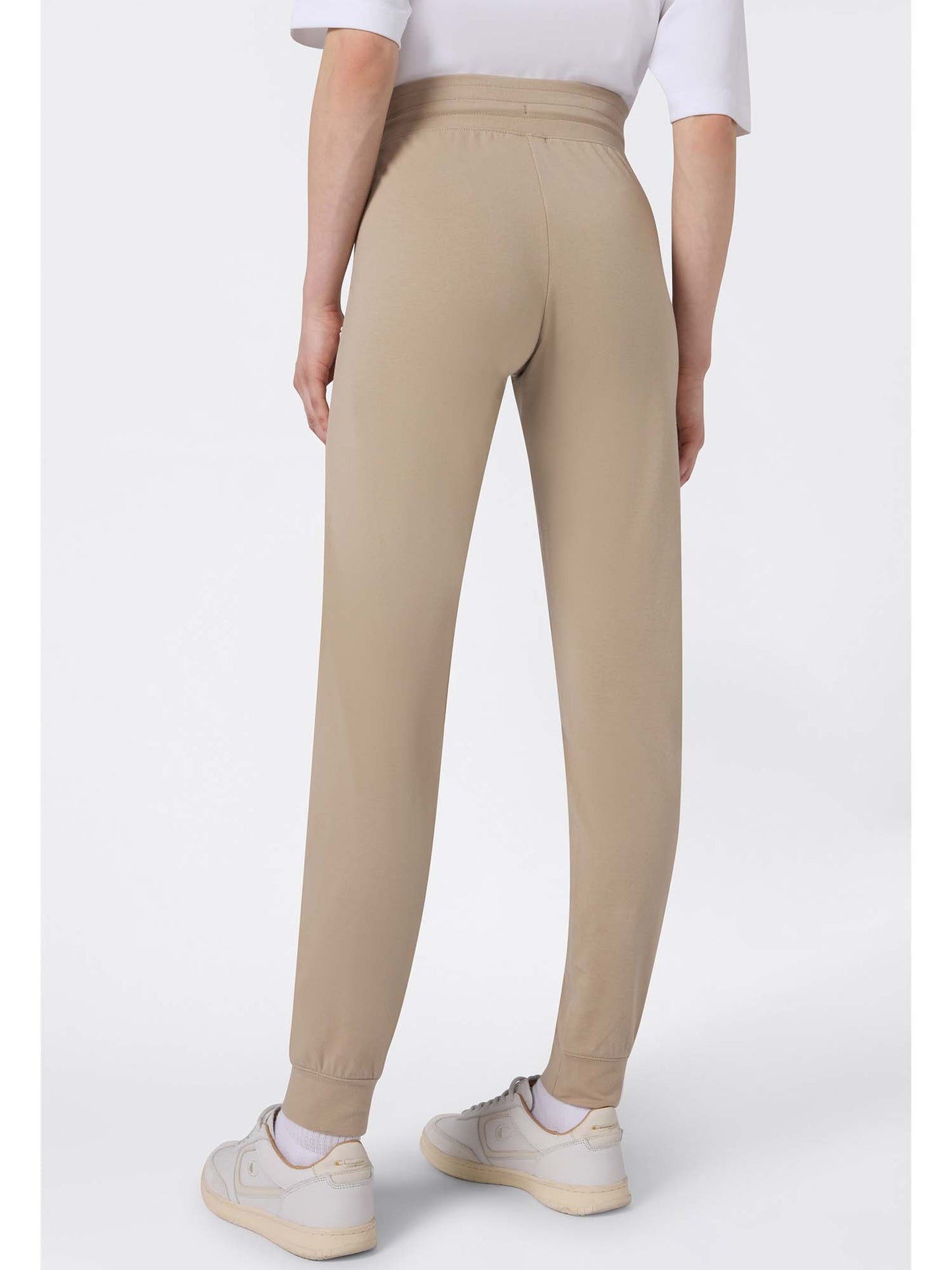 Pantaloni Champion da donna beige con polsino e lycra