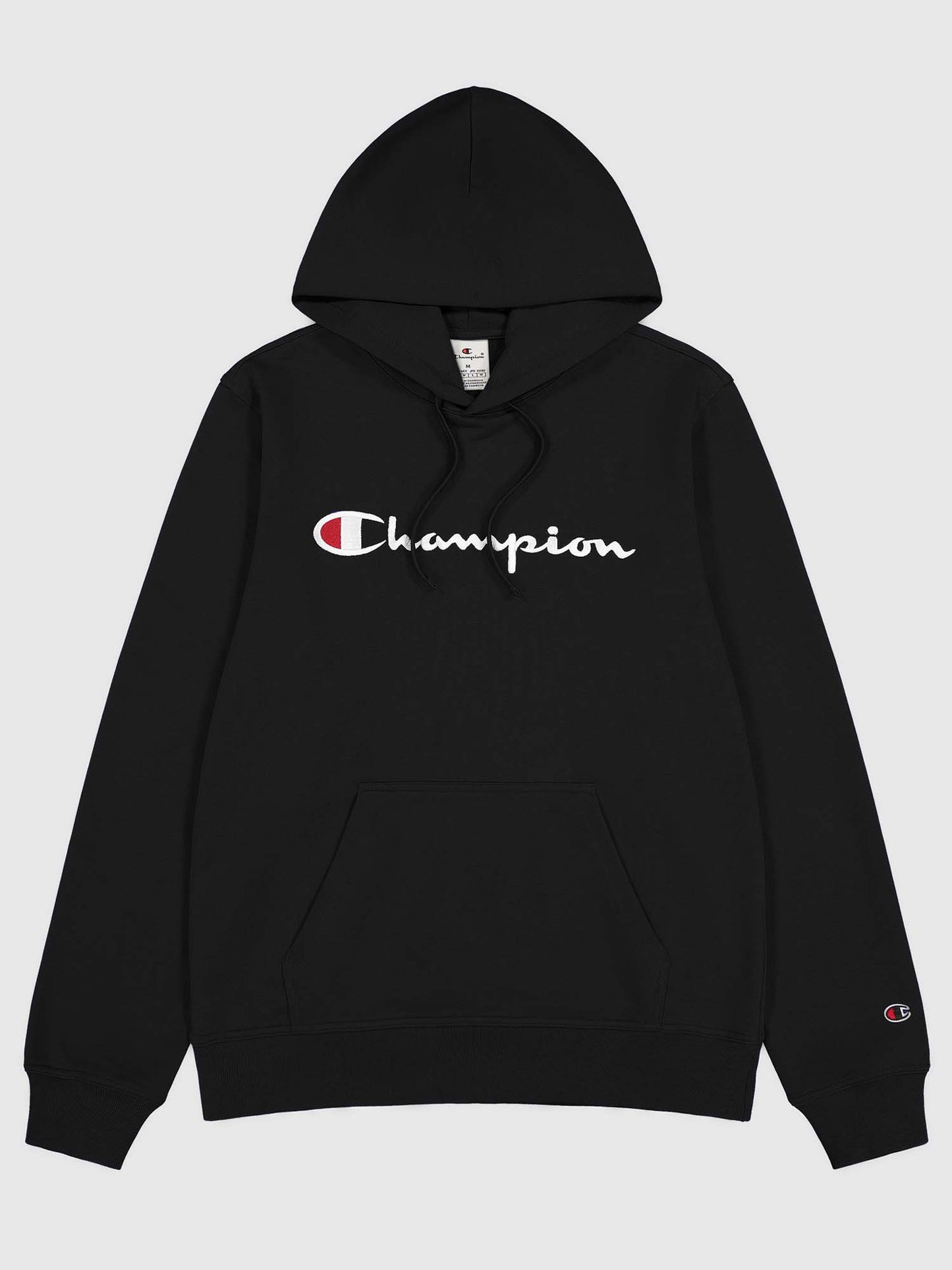 FELPA CON CAPPUCCIO CON LOGO RICAMATO CHAMPION UOMO NERO