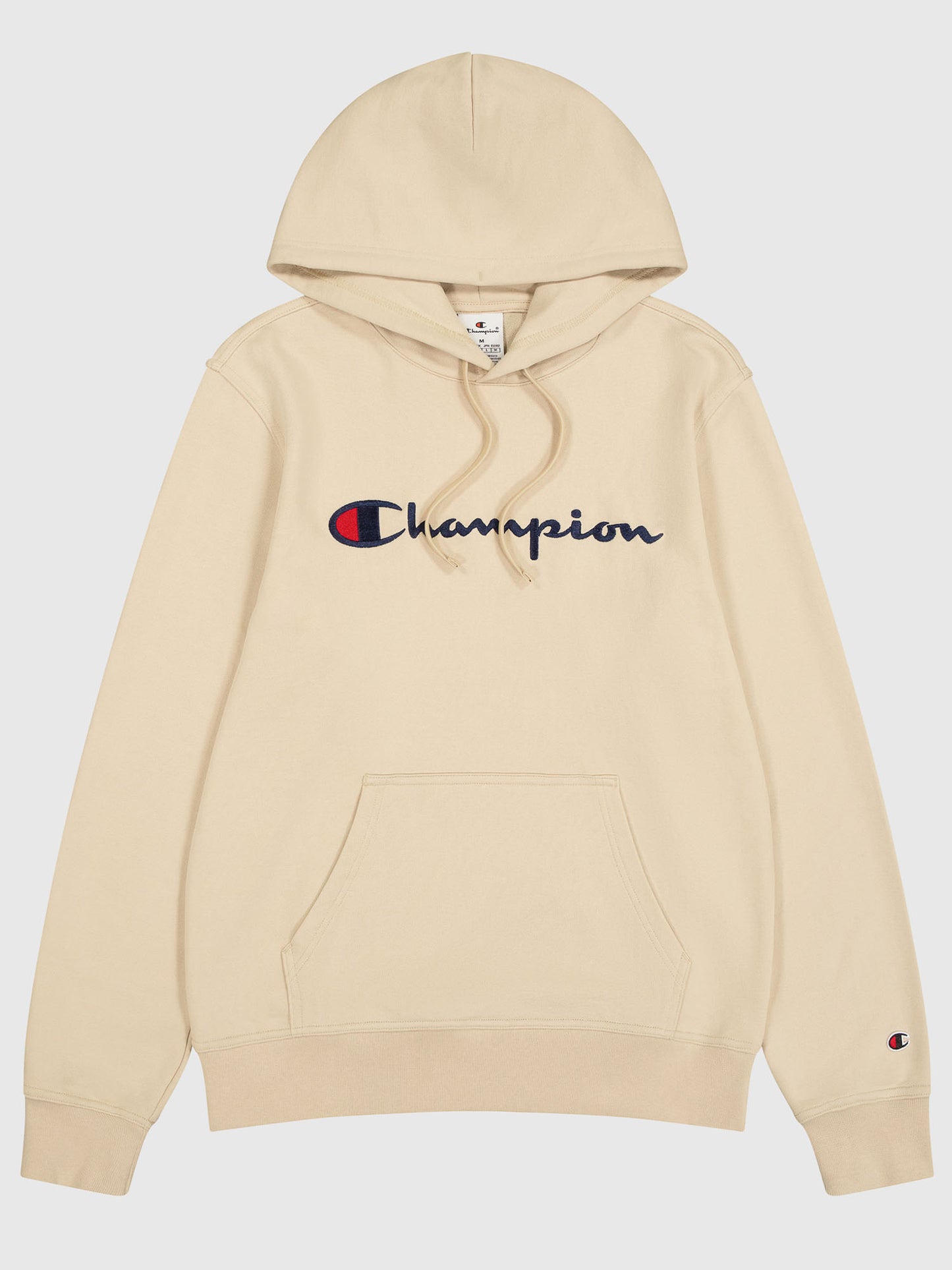 FELPA CON CAPPUCCIO CON LOGO RICAMATO CHAMPION UOMO BEIGE