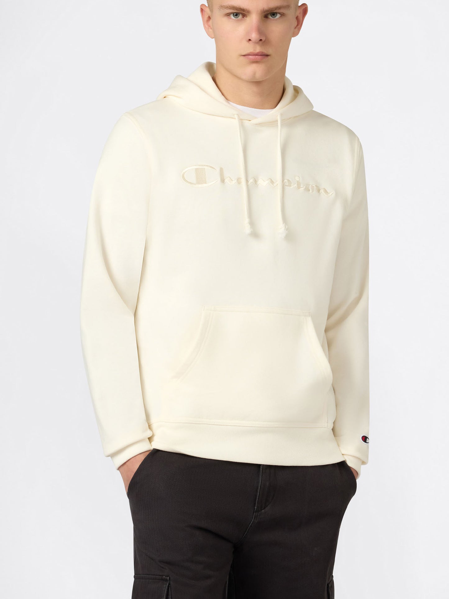 Felpa con cappuccio Champion uomo color crema leggera