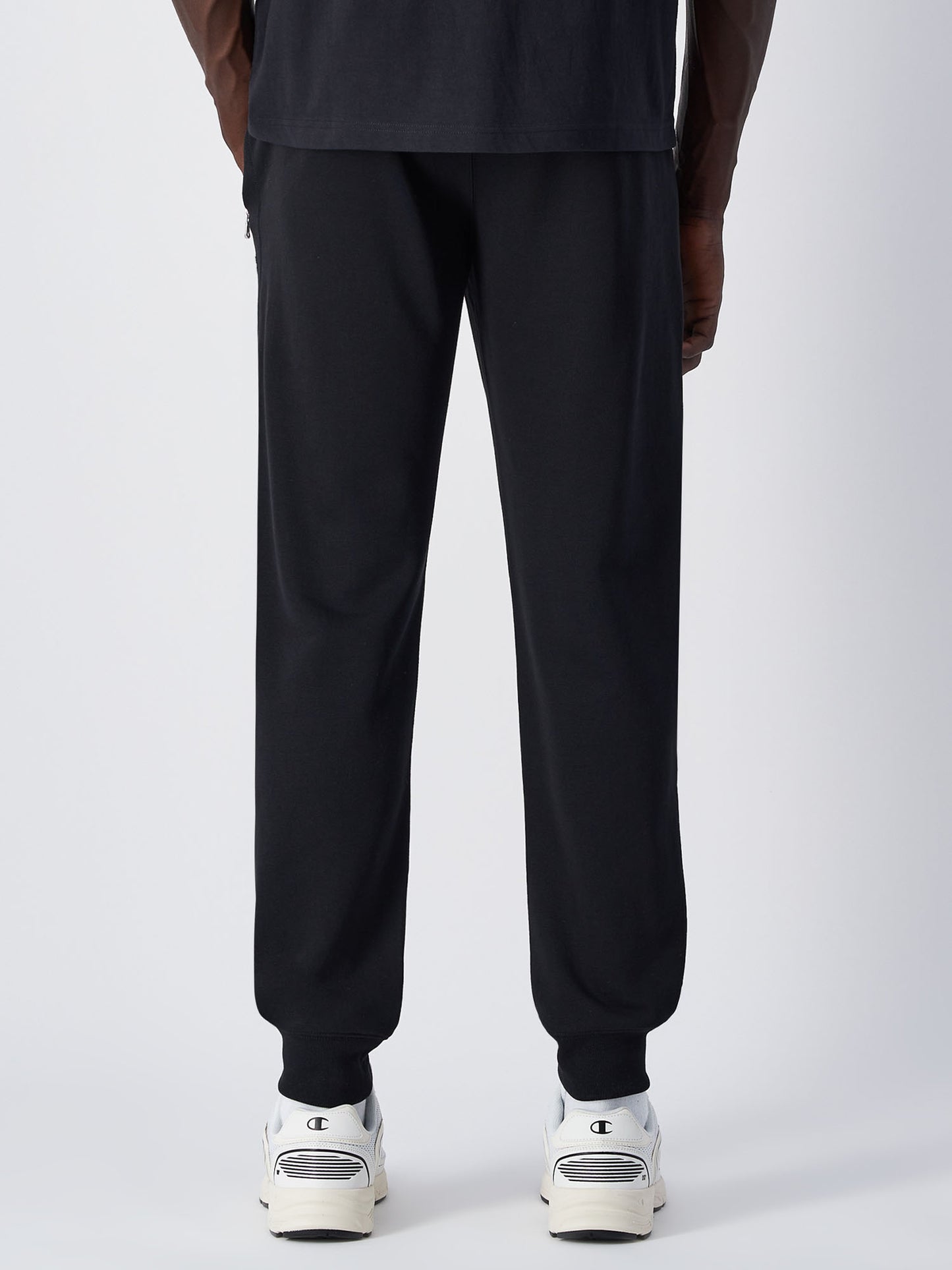 Pantaloni joggers da uomo Champion nere con zip e vita elastica