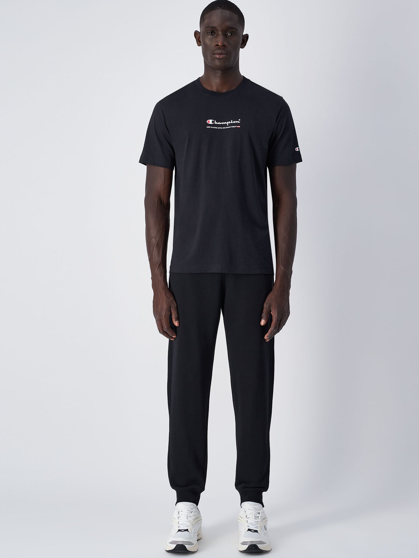 Pantaloni joggers da uomo Champion nere con zip e vita elastica