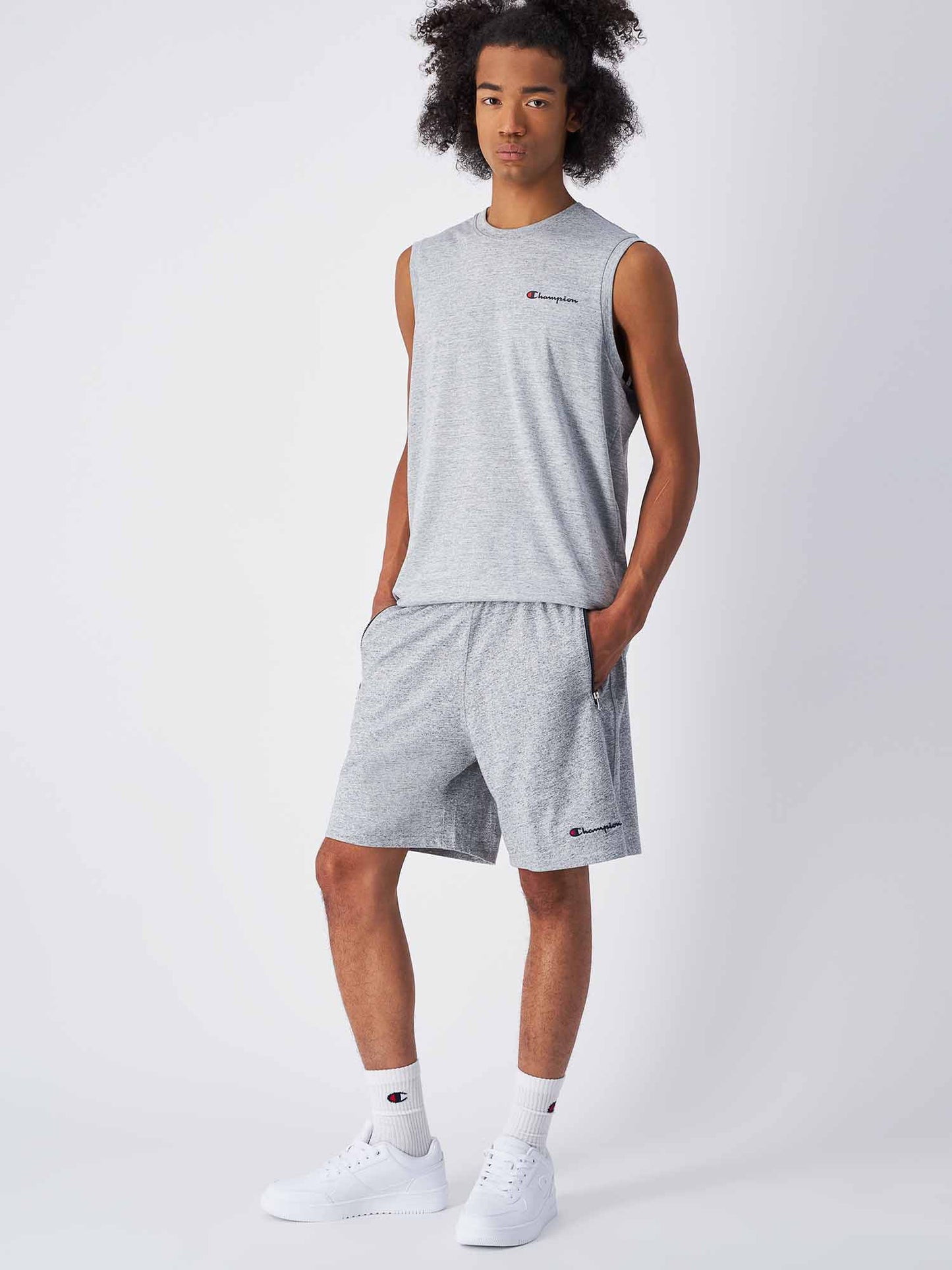 SHORT ZIPJE CHAMPION DA UOMO GRIGIO